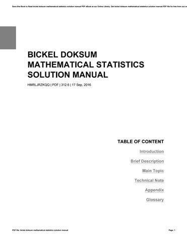 bickel doksum mathematical statistics solution manual Epub
