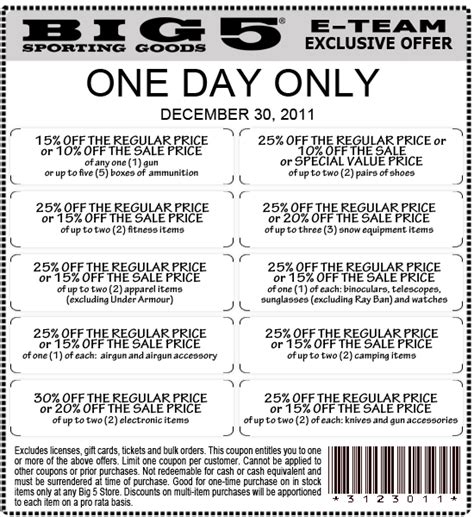 big 5 one day deals today