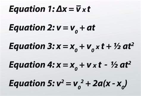 big 5 physics equations