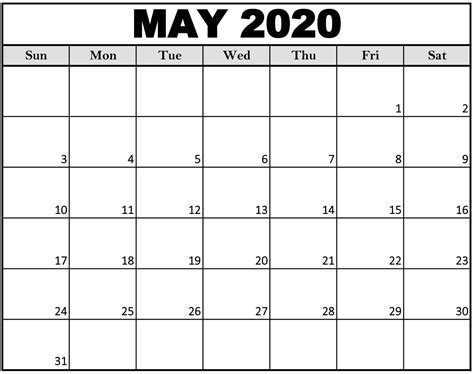 Big Monthly Calendar Printable