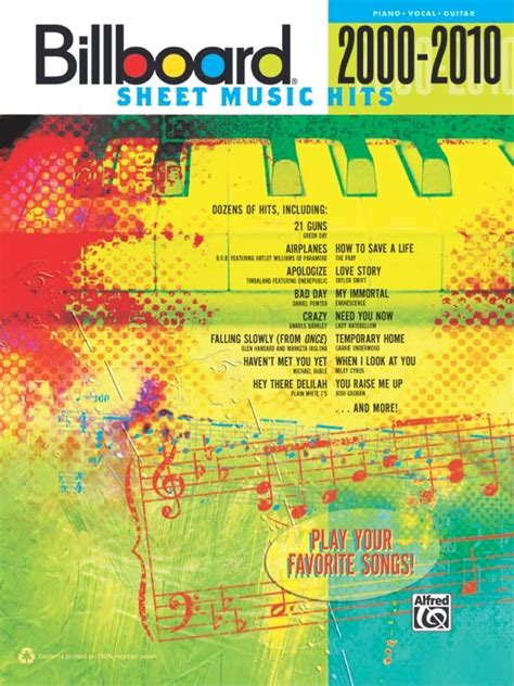 billboard sheet music hits 2000 2010 piano or vocal or guitar PDF