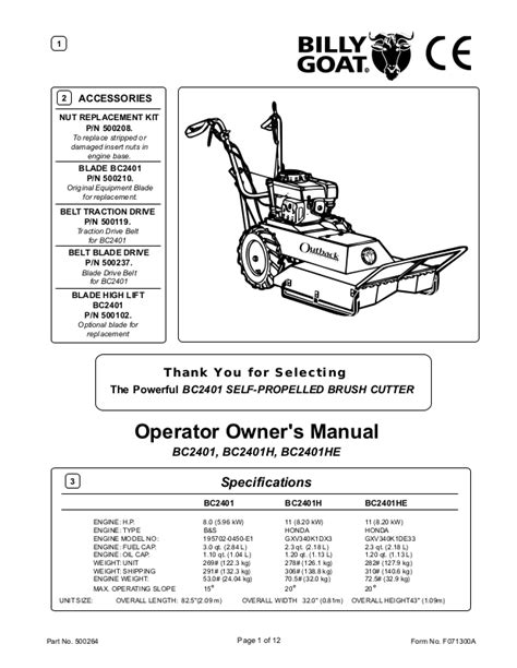 billy goat user manual PDF