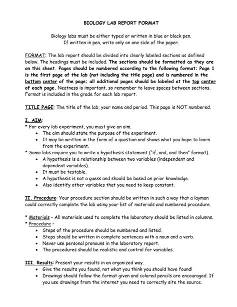 bio lab report sample