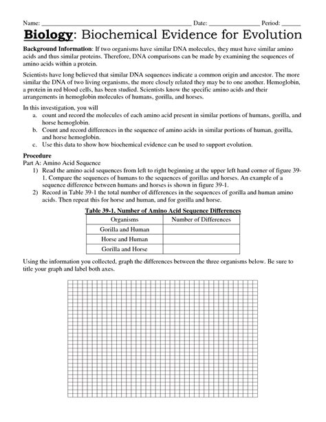 biochemical evidence for evolution worksheet answers Doc