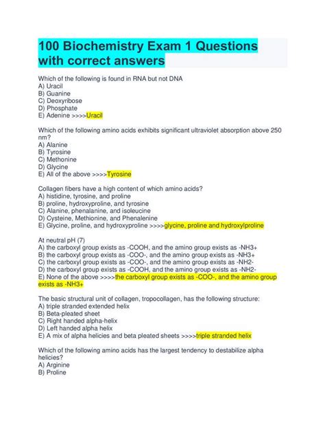 biochemistry exam questions long Ebook Kindle Editon