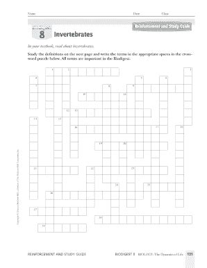 biodigest 8 invertebrates crosswords answers PDF