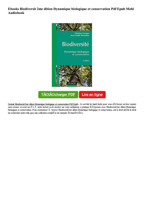 biodiversit michel vanderpooten ebook Reader