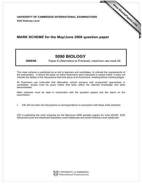 biol 5 june 2014 unofficial mark scheme pdf download Doc
