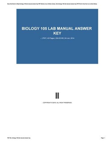 biology 105 lab manual answer key pdf Epub