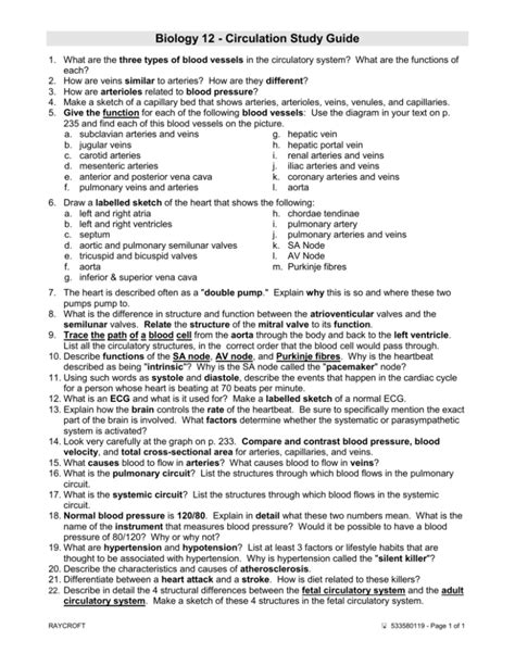 biology 12 circulation study guide answers raycroft Kindle Editon