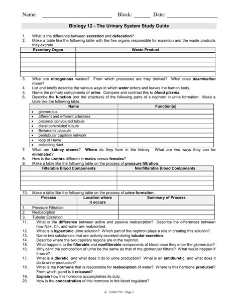 biology 12 urinary system study guide Kindle Editon