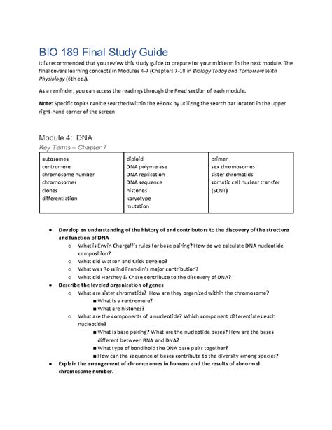 biology 189 final exam study guide Epub
