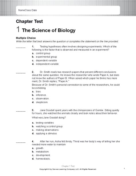 biology chapter 1 test Doc