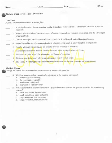 biology chapter 15 test Doc