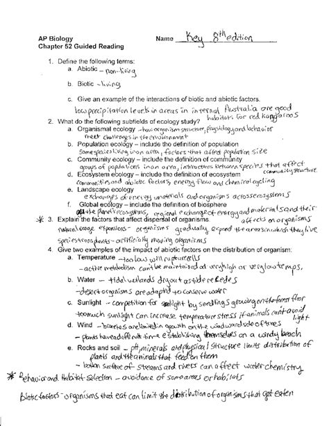 biology chapter 52 guided answer key PDF