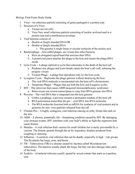 biology final exam study guide PDF