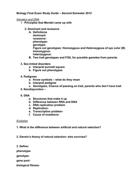 biology final exam study guide semester 2 Epub