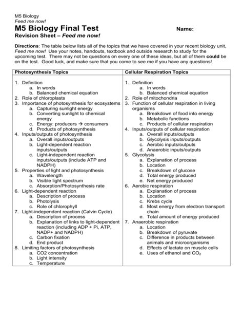 biology final test