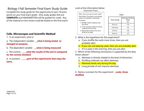 biology semester final exam study guide answers Reader