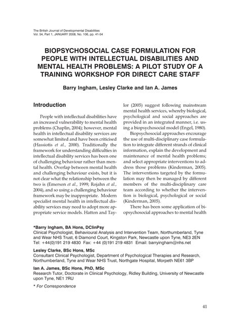 biopsychosocial case formulation for people with intellectual Reader