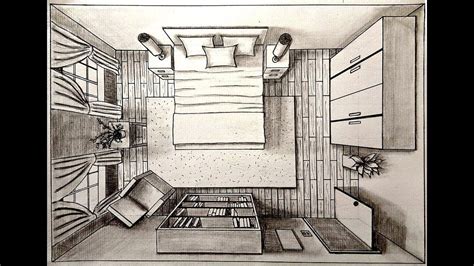 bird's eye view bedroom drawing