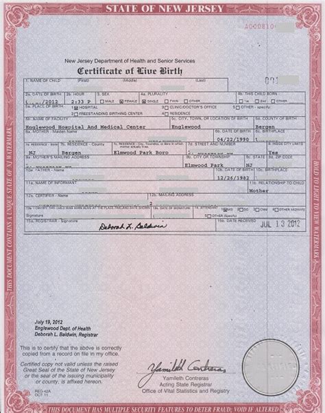 birth certificate new jersey