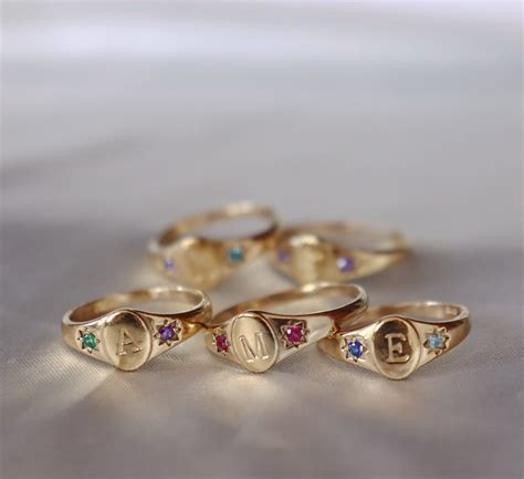 birthstone and initial ring