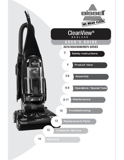 bissell 3593 2 vacuums owners manual PDF