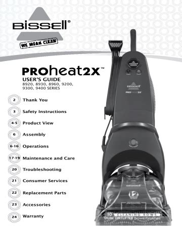 bissell proheat+2x instruction manual PDF