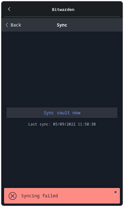 bitwarden sync failed