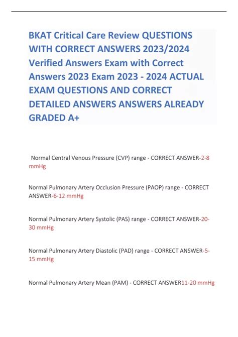 bkat critical care exam PDF