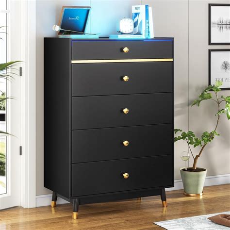 black 5 drawer dresser