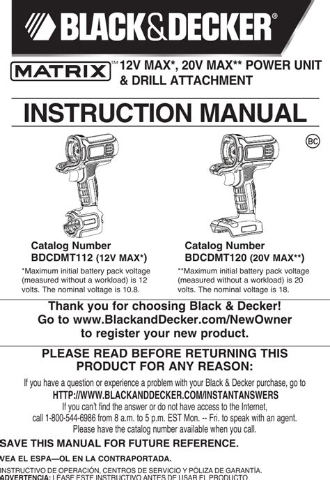 black and decker drill user manual PDF