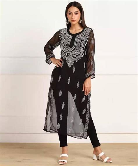 black chikankari kurti