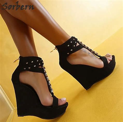 black high heel wedges