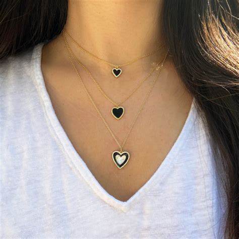 black onyx heart necklace