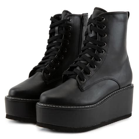 black platform combat boots