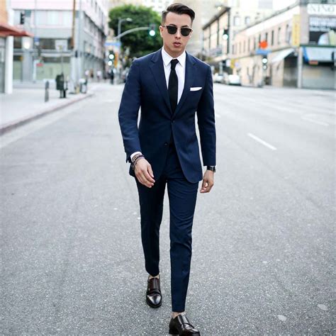 black shoes with navy suit