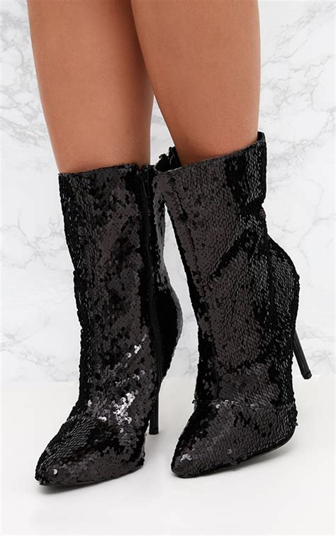 black sparkle boots