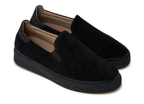 black suede slip on shoes