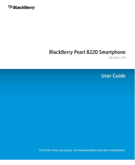 blackberry pearl 8220 user manual PDF
