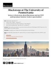 blackstone 2025 summer analyst