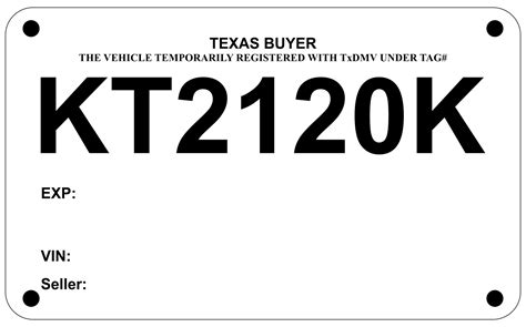 blank temporary license plate template printable texas PDF