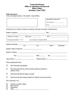 blinn college transcript request