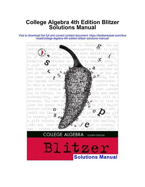 blitzer college algebra fourth edition answers Epub