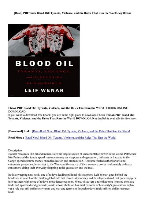 blood oil tyrants violence rules ebook Epub
