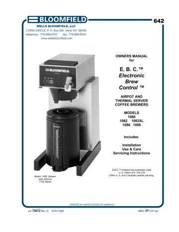 bloomfield coffee makers owners manual Epub