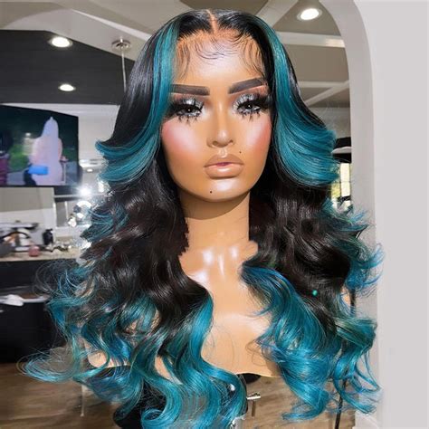 blue and black wigs