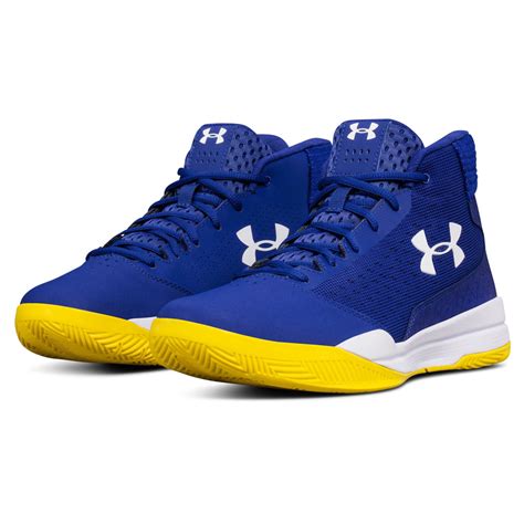 blue and yellow basketball shoes