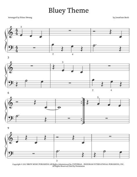 bluey theme song sheet music